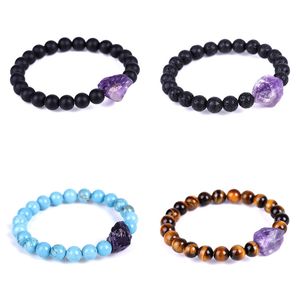 Verschiedene Stile natürliche Kristallstein Perlen elastische Charme Armbänder für Männer Frauen Yoga Sport Dekor Armreif Party Schmuck