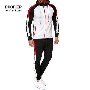 Männer Trainingsanzug Herbst 2 Stück Set Sport Kleidung Männer Jogging Anzug Seite Streifen Sweatsuits Gym Kleidung Workout Kleidung Männer Ouftits 210603