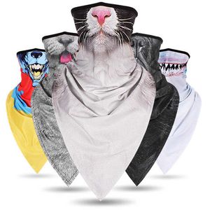 Multifunktion Mode Outdoors Neck Tube Scarf Windproof Face Mask Ski Triangle Scarf 3D Animal Printed Bandana Cykling Vandring Y1020