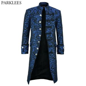 Elegante giacca da uomo con ricami floreali, colletto alla coreana, giacca lunga monopetto, costume cosplay rinascimentale medievale da uomo 5XL 210522