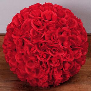 Sztuczna róża kwiat z jedwabiu całowanie kulki 15CM wiszące kwiaty piłka na ślubne ozdoby świąteczne artykuły do dekoracji na imprezę