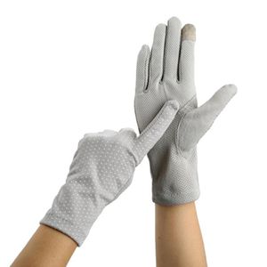 Five Fingers Gloves Summer Sunscreen Lady Cycling Non-slip Lace Thin Glove Touch Fashion Drive Women Sun Protection Wrist Mittens Dot Elasti