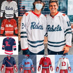 Ole Miss Hockey Jersey Brady Zegras Danny Mulligan Harris Milson Austin Pellegrino Michael Letourneau Connor Baker Colin Ernenwein Brett Dougherty Dylan Lalk