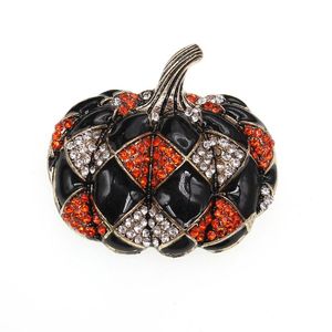 Pins, broscher mode smycken halloween orange / gul emalj pumpa för presentkläder tillbehör rhinestone brosch