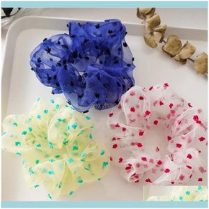 Ponny Tails Holder Jewelry Woman Dot Scrunchies Garn Ties Women Hair Aessory Gummi Band Elastic Hairband Ornaments Ponytail Holders Drop D