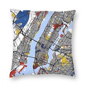 Cushion/Decorative Pillow York Mondrian Map Square Case Decorative Abstract Geometric Art Custom Cushion Covers