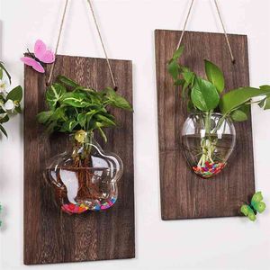 Wall-mounted Glass Vases Wall Hanging Plant Hydroponic Landscape DIY Bottle for Home Garden Decoration-30 210610