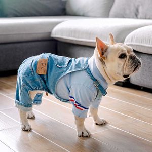 Denim coat höst vinter husdjur s kläder fett mode husdjur kläder fransk bulldog valp kostym pug hundarjacka