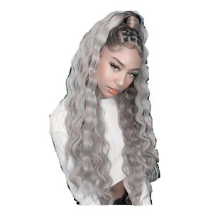 22" Clip in hair extensions Wrap Drawstring Ponytail Long Straight Curly Ombre Dip dye (Natural black to silver gray)