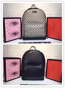 Дизайнерский роскошный фирменный рюкзак в черном с черными кожаными обрезами 406370 бежевый черный ПВХ кожа размером 31x41 x14cm