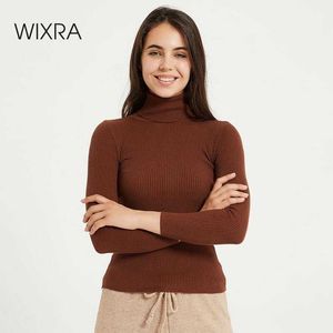 WIXRA damskie wysokie stretch Swetry Wszystkie Dopasuj Tutleneck Solid Lady Pulowers Kobiet Z Długim Rękawem Z Długim Rękawem Pulls Autumn X0721