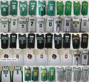 Man Jayson Tatum Basketball Jersey 0 Jaylen Brown 7 Kemba Walker 8 för sportfläktar Andas alla sömmar Grön Svart Vit Grå