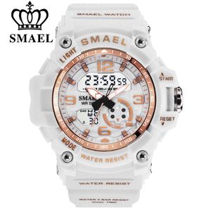 SMAEL Fashion Women Sport Watches Waterproof Ladies Student Multifunctional Wristwatch LED Digital Quartz White Watch Girl Clock