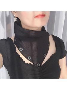 Women Winter Knit Turtleneck Fake Collar Button Short Triangle Scarf Neck Warmer X7YA Ties