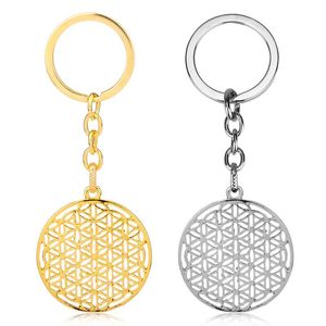 Keychains Fashion Creative Geometry Merkaba Life Spirit Digital Password Keychain Flower Of Bag Pendant Key Ring Accessories