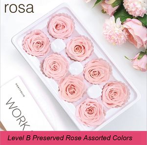 Rot für immer ewige Rose Real erhaltene Rosen Blume mit Geschenkbox für Mutter oder Freunde Valentinstag Großhandel 8pcs/Pack