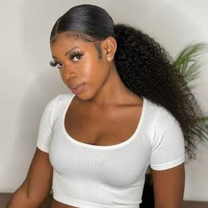 100%human hair rubber band kinky curly wrap drawstrng ponytail hairs extension with clip ins 8-26inch 140g multi colors