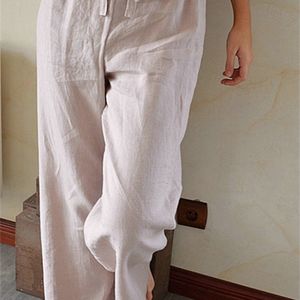 Kobiety Linny Długie Spodnie Oversize 2019 Jesień Casual Spodnie Loose Lady Tkaniny Pościel Bawełniane Spodnie Solidne Kolor Kobiet Harem Spodnie Go Q0801
