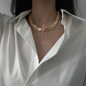 LOVOACC Punk Chunky Cuban Chains Necklaces for Women Mujer Gold Silver Color Metallic Bucket Chokers Necklace Hip Hop Jewelry X0509