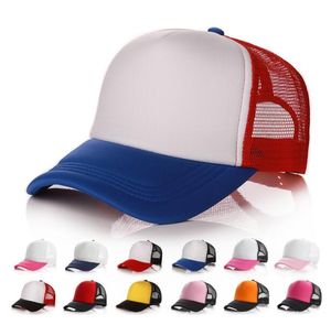 Toptan 22 Renkler Erkekler Çocuklar Kamyon Şoförü Şapkası Boş Şapkalar Snapback Şapka Çocuk Boyutu 56-60cm Düz Renk Hiphop Plaj Kapakları Unisex Kadın Güneş Kremleri BY0720
