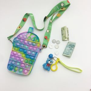 Pencilväska Fidget Leksaker Push Decopress Press Antistress Kid Child Milk Tea Cup Storage Stationery Box Game Bag Toy