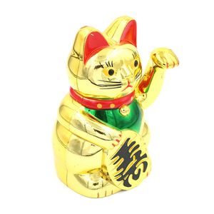 6Pieces Lot Chinese Lucky Cat Wealth Waving Cat Waving Gold Hand Feng-Shui Lucky Cute Home Decor Welcome Waving Cat Wholesale on Sale