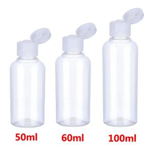 5ml 10ml 20ml 30ml 50ml 60ml 80ml 100ml Plastic Empty Bottles Refillable PET Transparent Bottle with Flip Cap for Shampoo Lotion Liquid Container