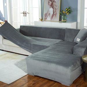 Stoelhoezen pluche sofa cover fluwelen elastisch voor woonkamer couch set fauteuil l vorm hoek sectionele slipcover