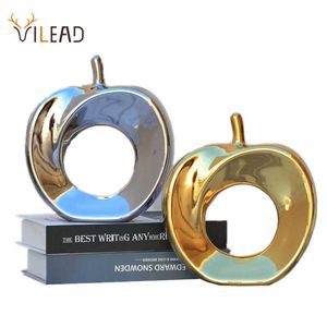 VILEAD Ceramic Hollow Out Apple Figurines Nordic Modern Christmas Decorations for Home Decor Loft Sculpture Interior Accessories 210607