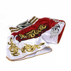 새로운 도착 Muay Thai Thai Shorts 킥 복싱 반바지 MMA 싸움 트렁크 짧은 MMA 전투 스포츠 바지 남성을위한 검은 빨간색 실버 X0628