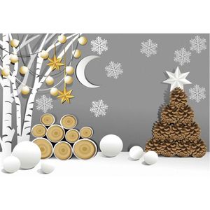 Party Decoration Christmas Backdrop Stars Moon Snowflakes Pine Cones POGRAPHY BAKGRUND ÅR XMAS DECOR PO BOOTH STUDIO REPS