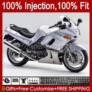 Injection Fairings For KAWASAKI NINJA ZZR-400 ZZR-600 ZZR400 93 94 95 96 97 98 99 00 84HC.9 ZZR600 ZZR 600 400 2001 2002 2003 2004 2005 2006 2007 OEM Body Kit glossy silvery