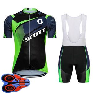 Scott Team Mens Ciclismo Jersey Terno de Manga Curta Camisa Bike Calças Bib Sets Quick Seco Respirável Pro Rolk Roupas tamanho XXS-6XL Y21041031