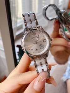 Marchio di moda 35mm orologio meccanico automatico da donna nuovo orologio da polso con cinturino in ceramica femminile con fiore geometrico in acciaio inossidabile