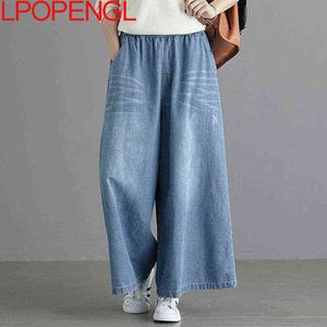 Jeans larghi Donna y2k Casual Streetwear Denim Pantaloni a gamba larga Street Style Vintage Tasche a vita alta Jean Femme 211129