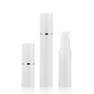 White Airless Spray Bottle with Fine Mist Sprayer Gold Line 15 30 50ML Vacuum Travel Bottles Clear Refillable Container for Perfume, Toners, Soothing Water