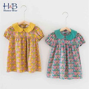 Девушки платье Летняя кухня воротник с коротким рукавом Floarl печатная принцесса одежда для малышей 210611