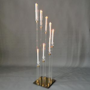 Decor Crystal Candle Holders 8 Heads Table Candelabra Wedding Centerpiece Pillar Stand Road Lead Party Candlesticks Home