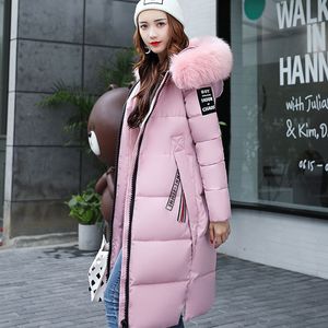 겨울 두꺼운 면화 여성 파카 재킷 2022 새로운 패션 대형 대형 매치 온스 웜 후드 모피 칼라 긴 여성용 코튼 코트