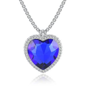 Trendy Luxury Big Size Heart Peach Shape Hanging Pendant Necklace Setting Crystal Box Chain Purple Color For Women Necklaces