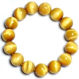 Wholesale crystal alexandrite resale online - Natural Gold Yellow Tiger Eye Bracelet mm Bangle For Women Men Male And Female Wood Alexandrite Crystal Jewelry Beaded Stran