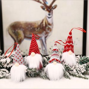 Weihnachtsdekorationen gestrickter Holzfäller-Figurenanhänger aus Wolle, gesichtslose Puppe, Weihnachtsbaumschmuck-Anhänger