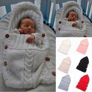 6 colors Pajamas Newborn Baby Infant towel Knit Sleeping Bag Warm Wool Blends Crochet Knitted Hoodie Swaddling Wrap Good quality