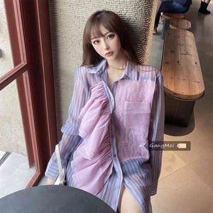 Women's Shirts Niche Ruffles Turn-down Collar Single Breast Patchwork Pockets Temperament Japan Blouse Female Tops Blusa GX1030 210507