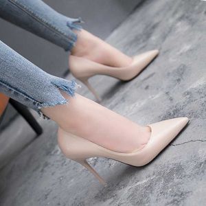 Wholesale korean nude shoes resale online - Women s Shoes Korean Shallow Mouth Patent Leather Single Shoes Sexy Thin Heels Nude Color High Heels Simple Elegant Party Pumps X0526