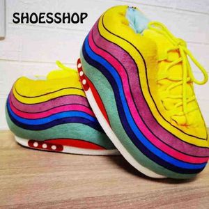 Shoesshop EU 35-44 vinter varma tofflor kvinnor söta hem tofflor unisex sneakers män hus golv bomull skor kvinna plysch glidare y1206