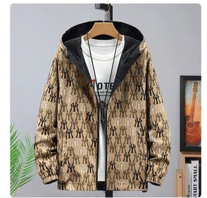 2021 New Large Size Men's Jacket Student Double-sided Hooded Large Windbreaker Printed Jacket