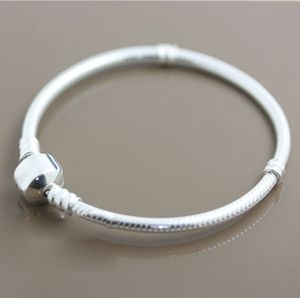 925 Sterling Silver Barrel Clasp Classic Snake Chain Bracelet For European Charms and Beads