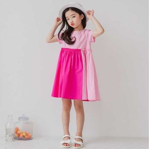 2021 Nuova Corea Abbigliamento per bambini Ragazze Vestono Cotone Bambini Vestiti patchwork Increspato Cute Baby Princess Dress 4 A 14 anni, # 6136 Q0716