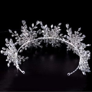 Luxuriöse Kristalle Strass Braut Kronen Kopfschmuck Retro Barock Stil Frauen Kopfbedeckungen Für Hochzeit Party Damen Tiaras Bräute 259L